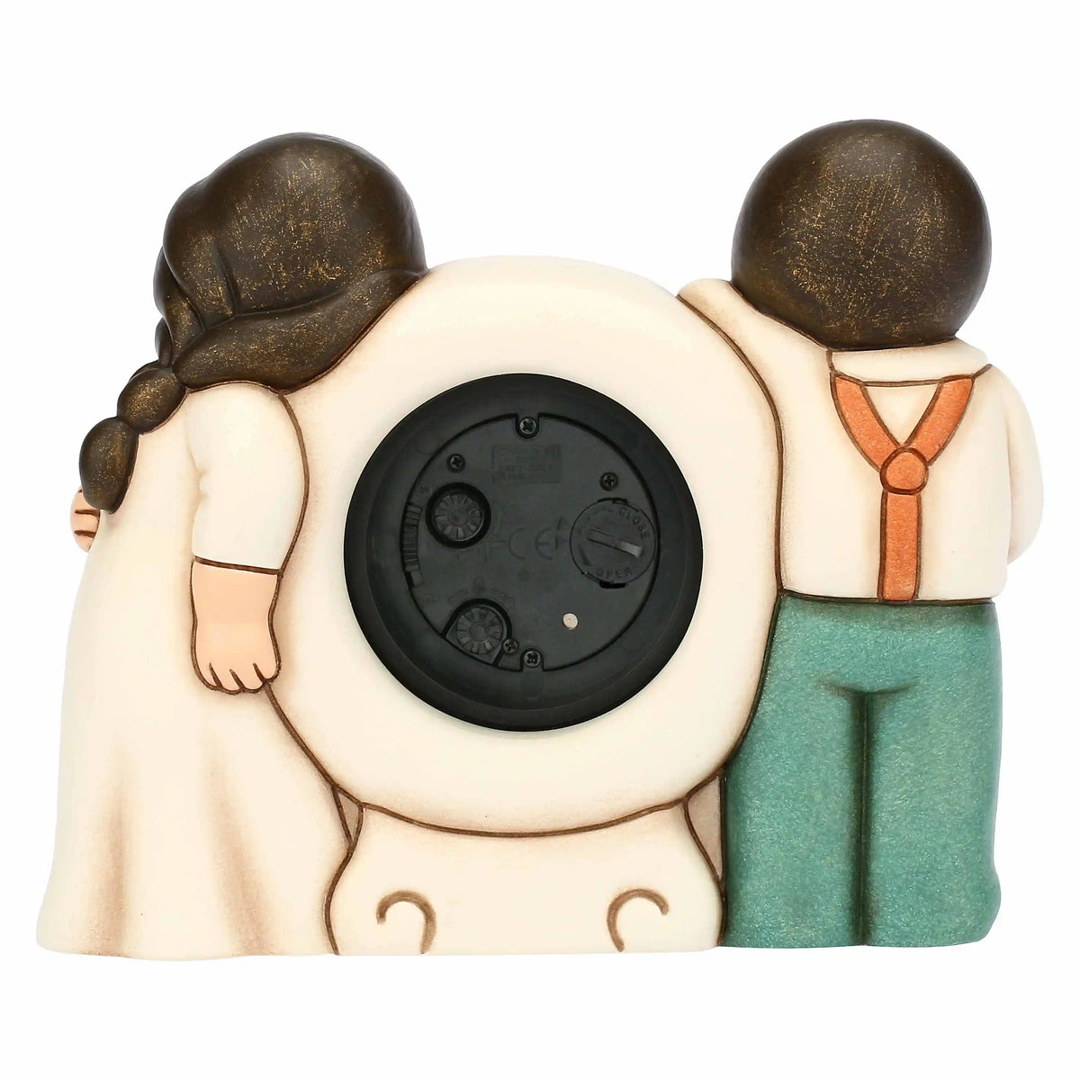 Orologio da tavolo con sposini in ceramica