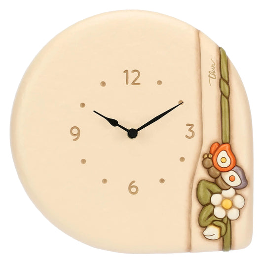 Orologio da parete con farfalla e fiori in ceramica Country Bloom
