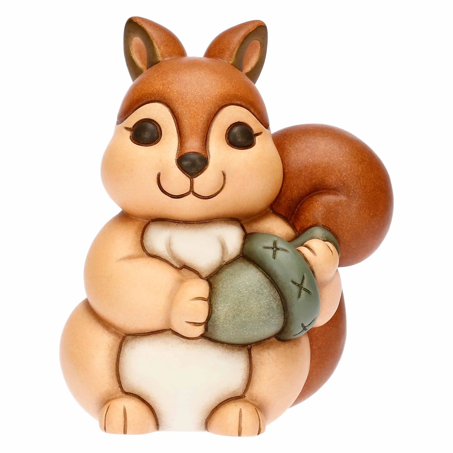 Scoiattolo Diva con ghianda in ceramica, media