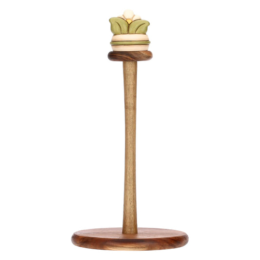 Portarotolo in legno e ceramica Country Bloom