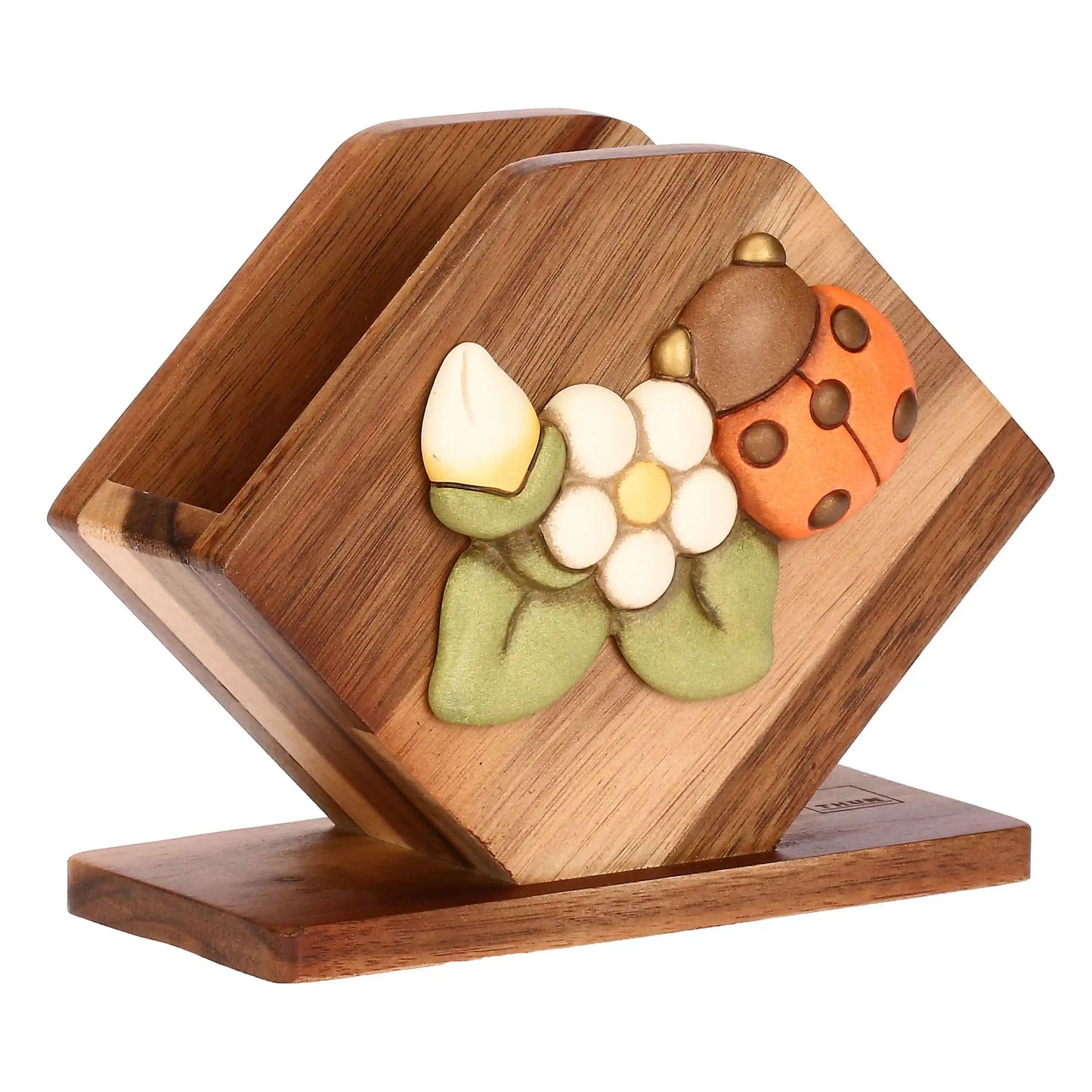 Portatovaglioli in legno e ceramica Country Bloom