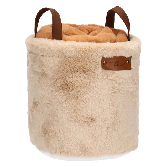 Set cesto e plaid, caramello