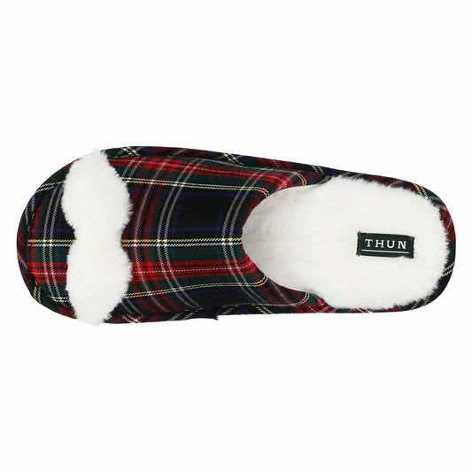 Pantofole in tartan con baffo, lui