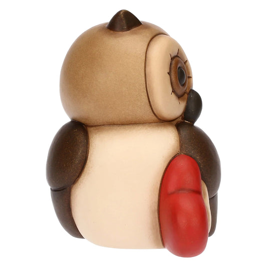 Gufo Lucky con cuore in ceramica, medio
