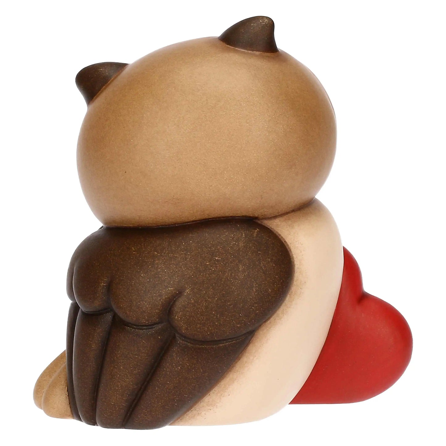 Gufo Lucky con cuore in ceramica, medio