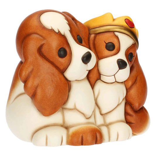 Coppia cani Cavalier King in ceramica