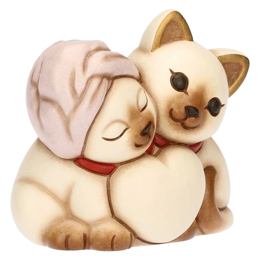 Coppia gatti siamesi in ceramica, piccola