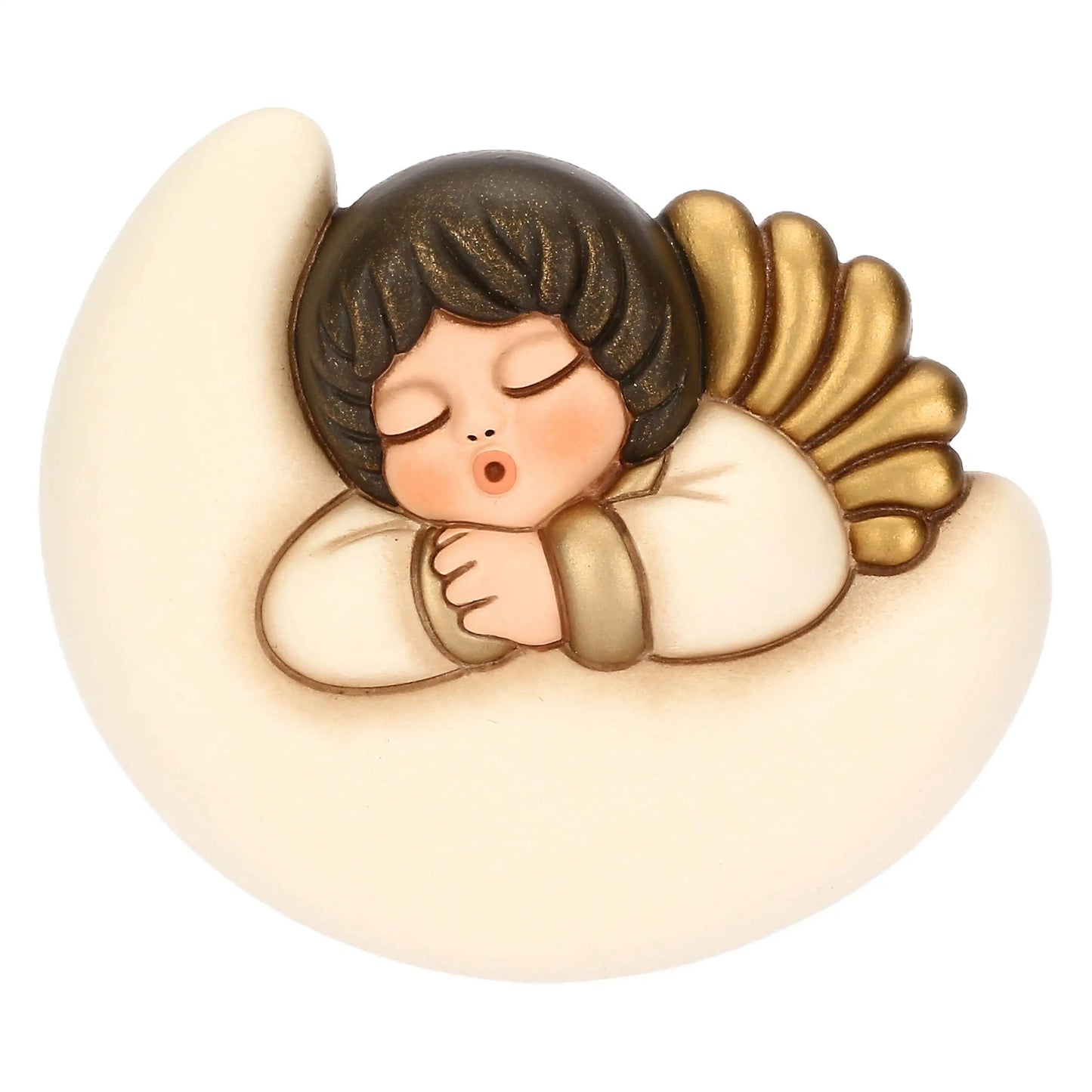 Angelo da parete su luna in ceramica, piccolo