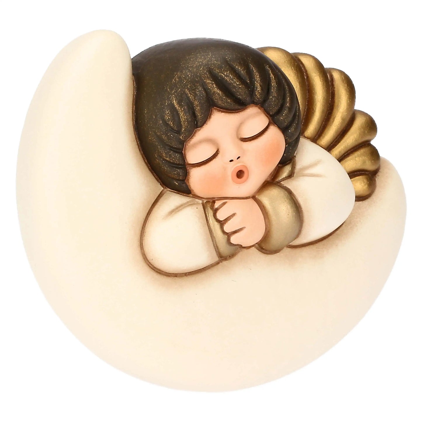 Angelo da parete su luna in ceramica, piccolo