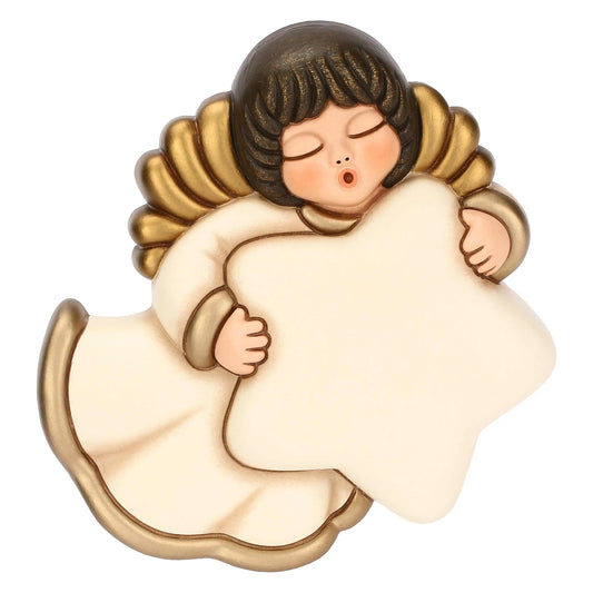 Angelo da parete con stella in ceramica, medio