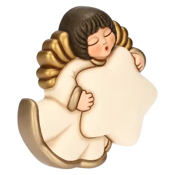 Angelo da parete con stella in ceramica, medio