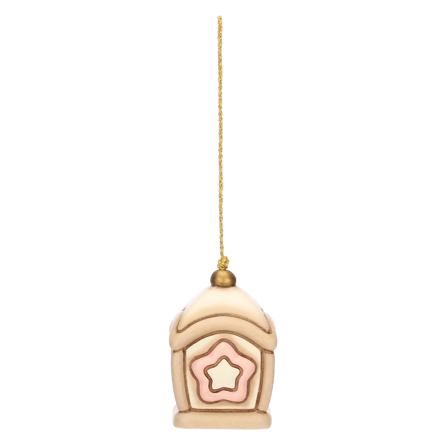 Lanterna con stella rosa in ceramica