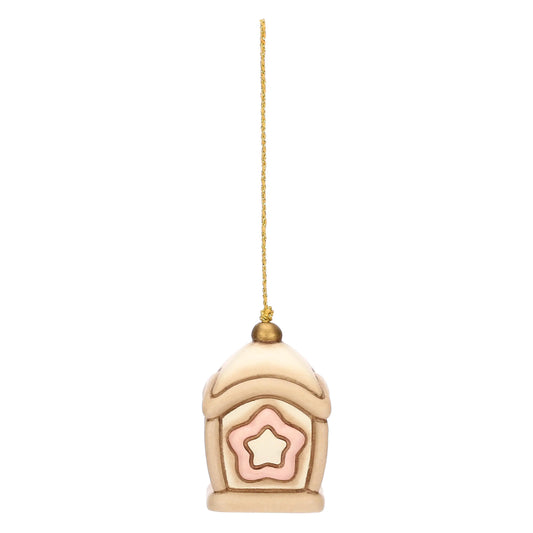 Lanterna con stella rosa in ceramica