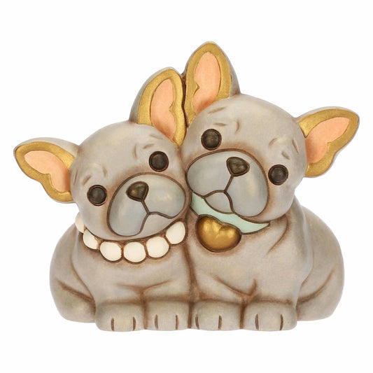 Coppia cani bulldog francese in ceramica, media