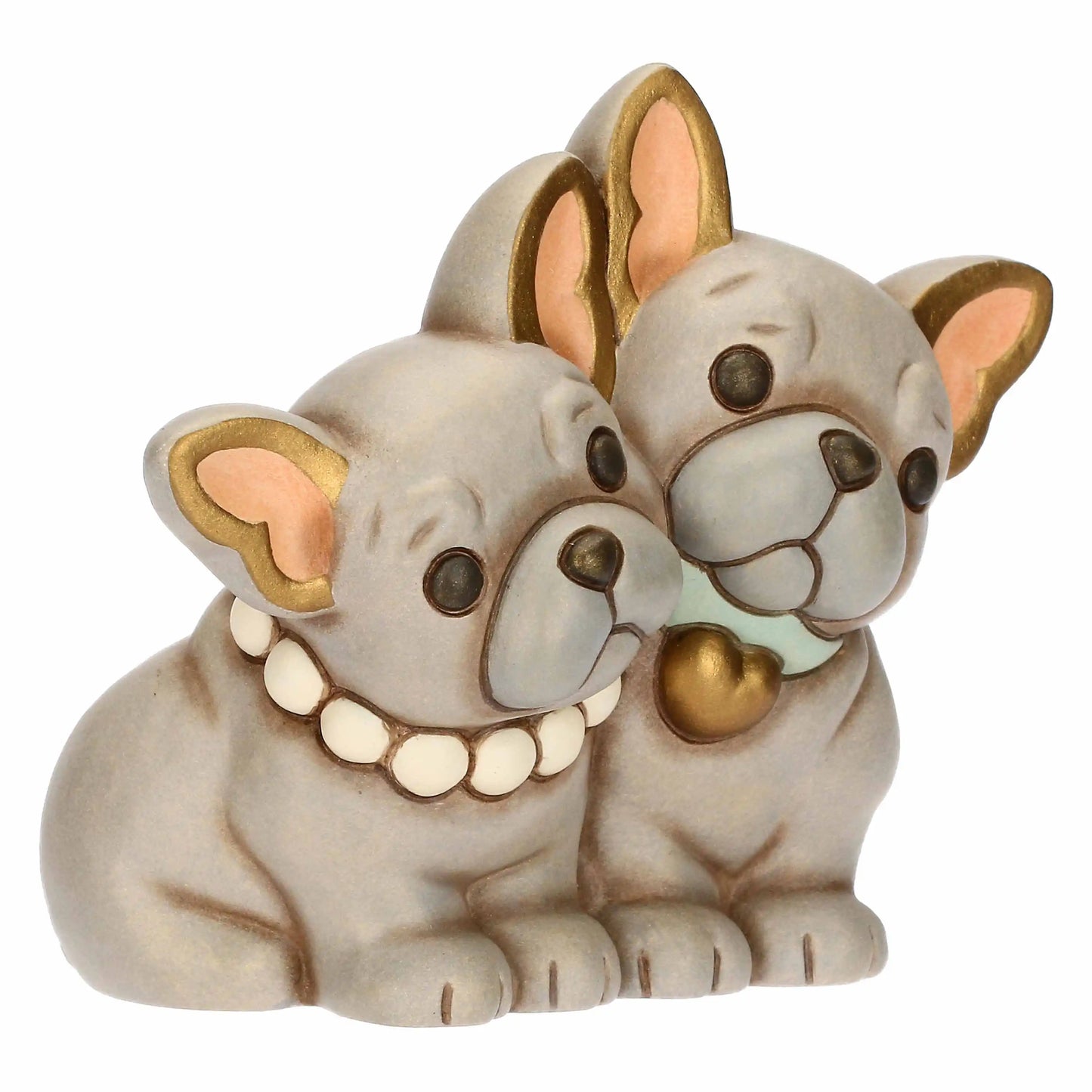 Coppia cani bulldog francese in ceramica, media