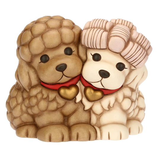Coppia cani barboncini in ceramica, grande