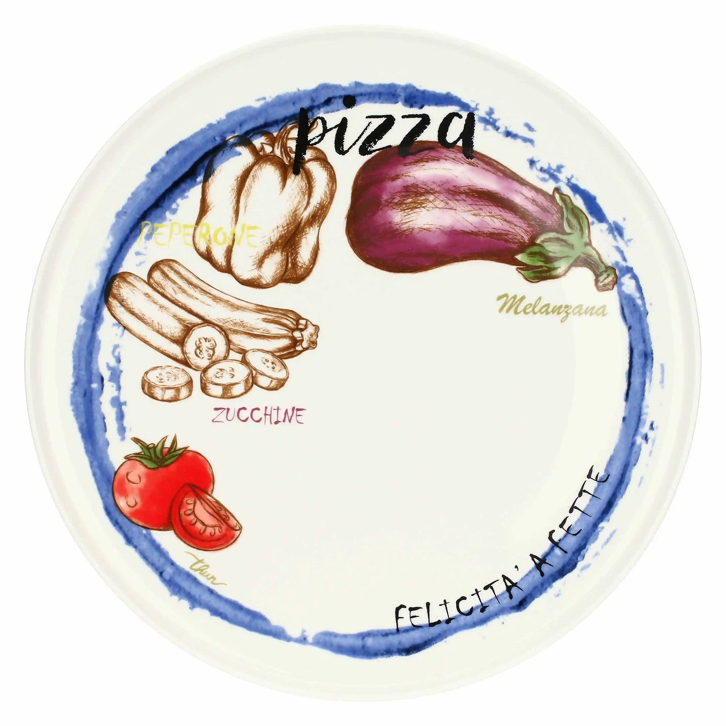 Set 2 piatti pizza Acqua e Farina, arancio e blu