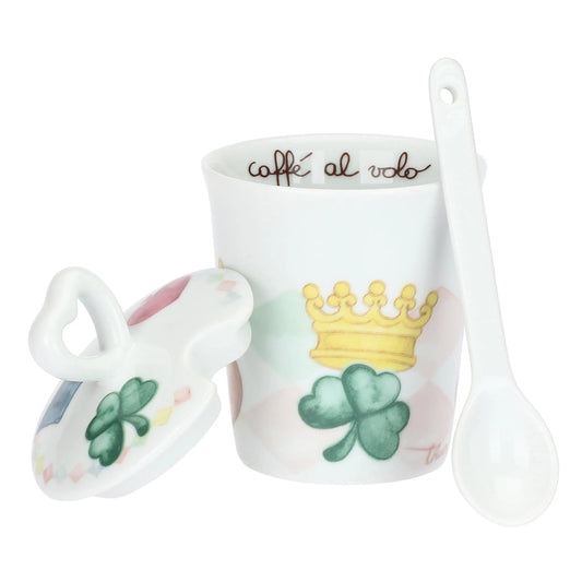 Zuccheriera con cucchiaino in porcellana Incanto di Primavera
