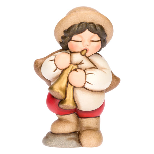 Zampognaro in ceramica Presepe Classico, Rosso