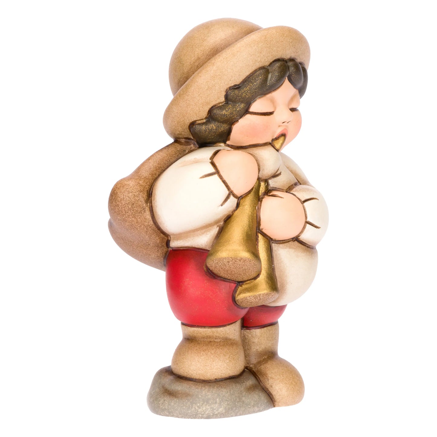 Zampognaro in ceramica Presepe Classico, Rosso