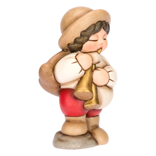 Zampognaro in ceramica Presepe Classico, Rosso