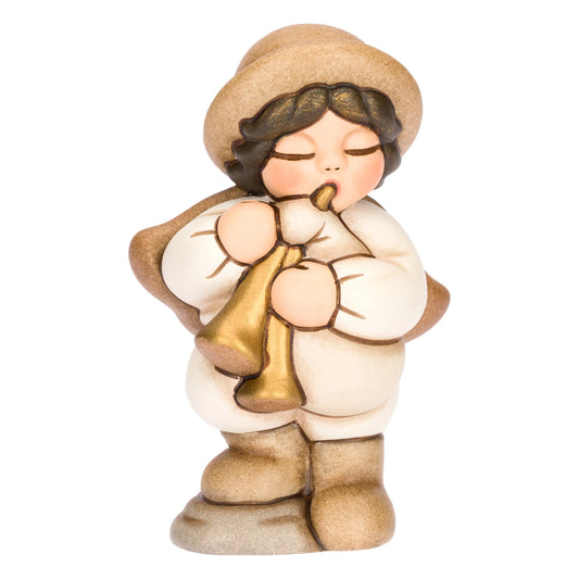Zampognaro in ceramica Presepe Classico, Bianco