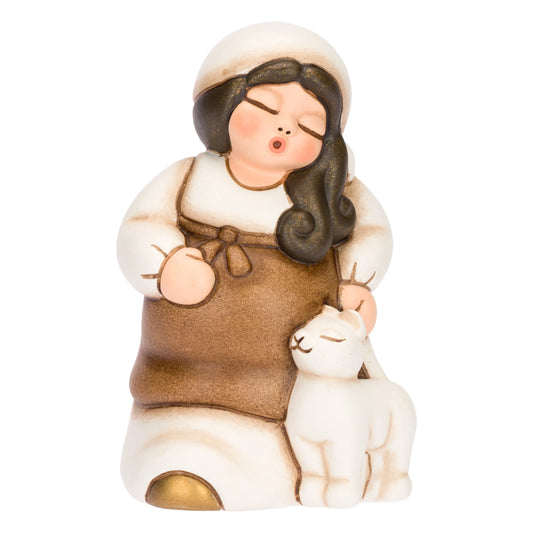 Donna in dolce attesa in ceramica Presepe Classico, Bianco