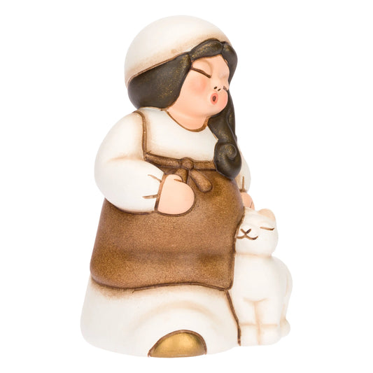 Donna in dolce attesa in ceramica Presepe Classico, Bianco