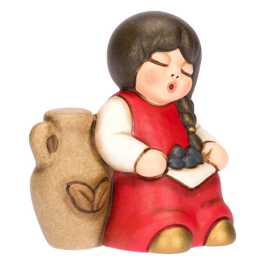 Bimba con olive in ceramica Presepe Classico, Rosso