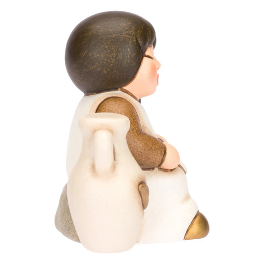 Bimba con olive in ceramica Presepe Classico, Bianco