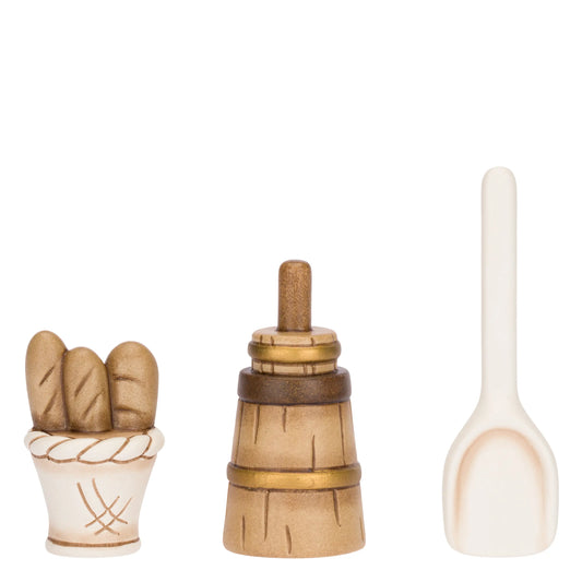 Set 3 pezzi fornaio in ceramica Presepe Classico
