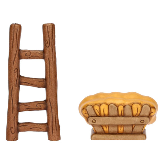 Set scala e mangiatoia in ceramica Presepe Classico