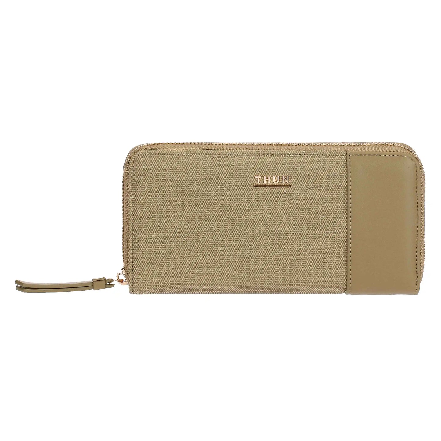 Portafoglio con zip, verde oliva