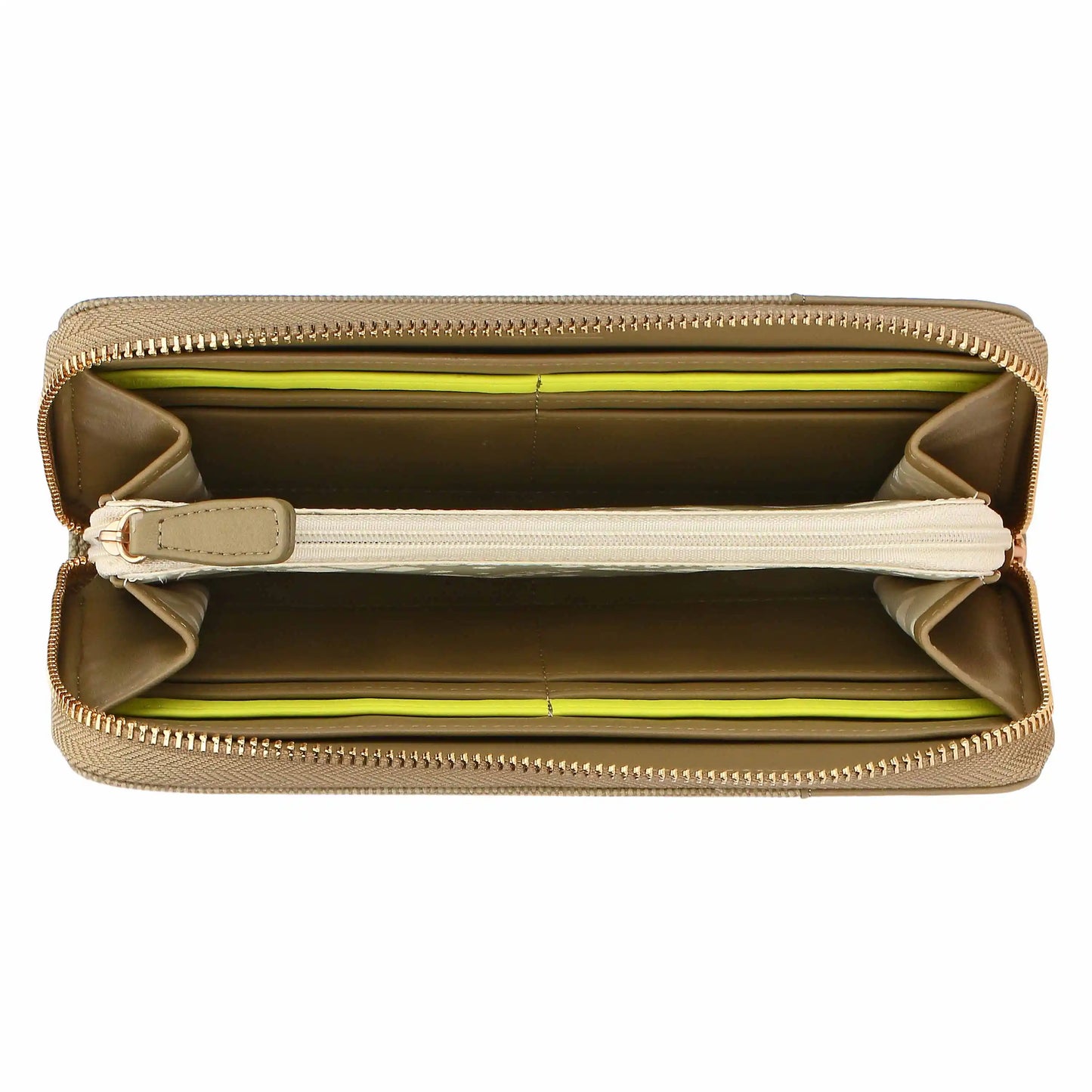 Portafoglio con zip, verde oliva