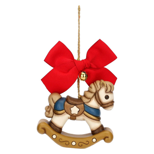 Addobbo natalizio cavallo a dondolo in ceramica, maxi