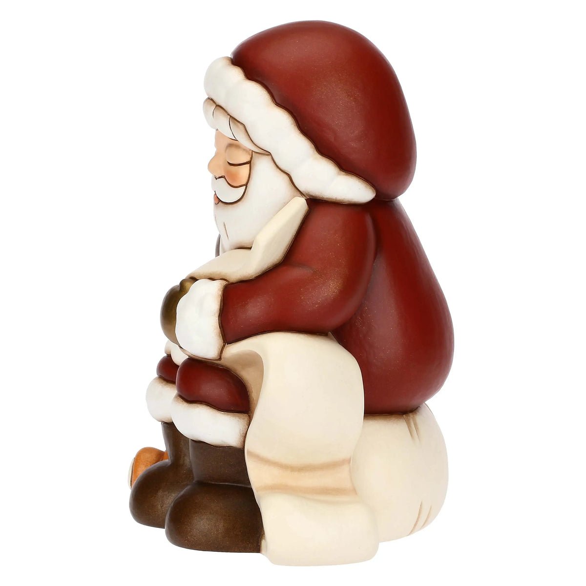 Babbo Natale con lista dei desideri in ceramica