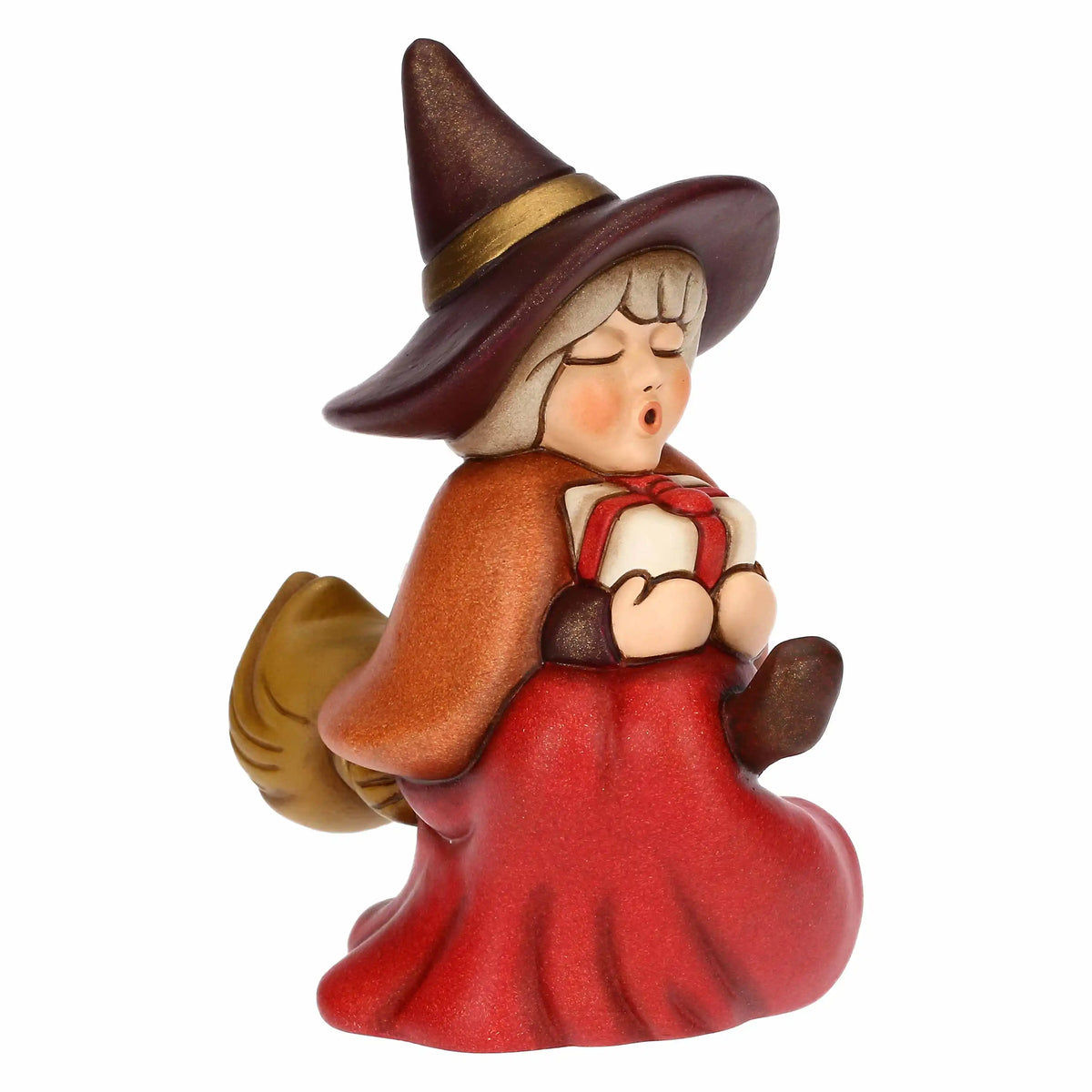 Befana Berta con regalo in ceramica, piccola