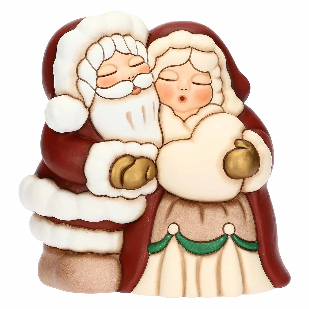 Coppia Babbo e Mamma Natale in ceramica