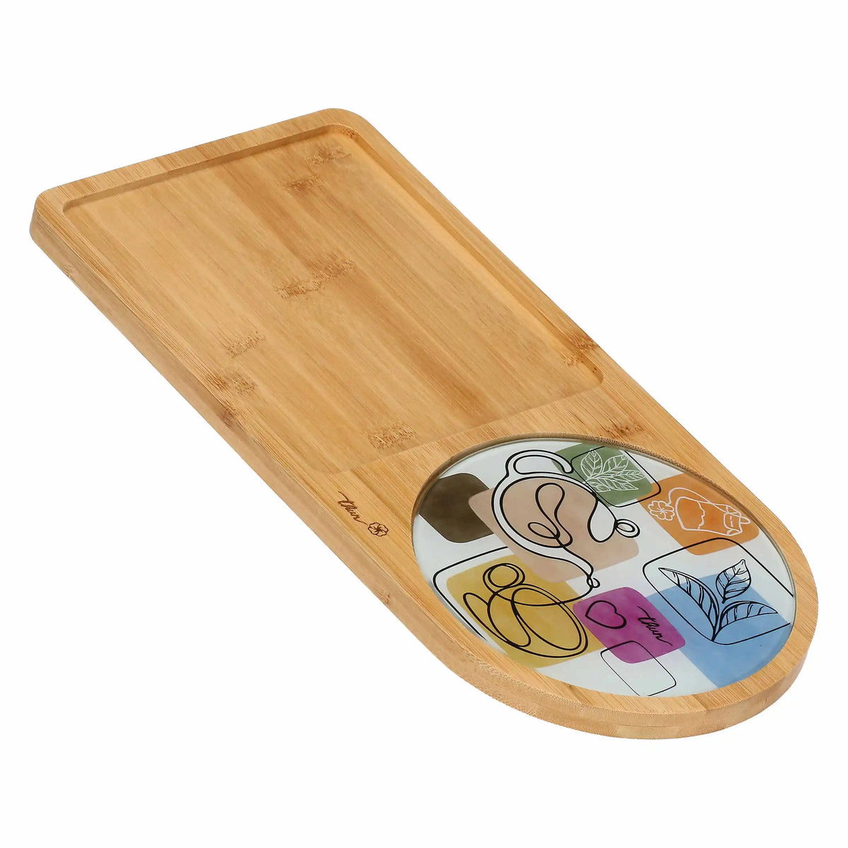 Set 4 tazze da té con vassoio in bamboo