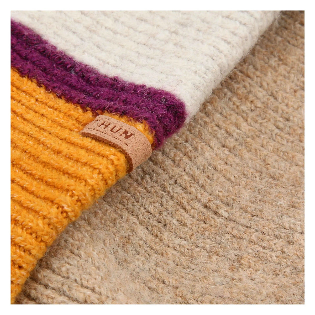 Berretto misto lana, color block