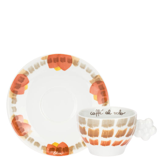 Set 2 Tazze Medie con Piattino, Tulipani