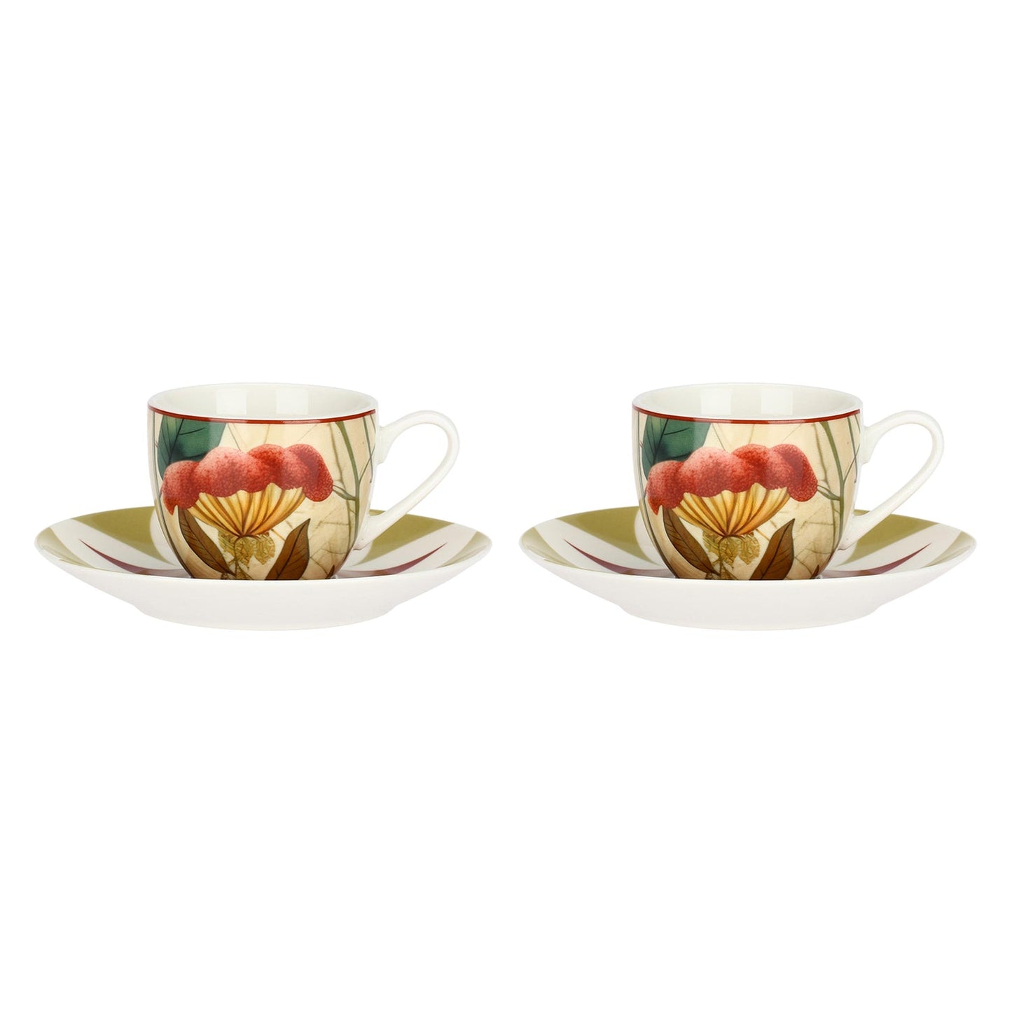 Mirabilia Set 2 Tazzine con Piattino Rosso