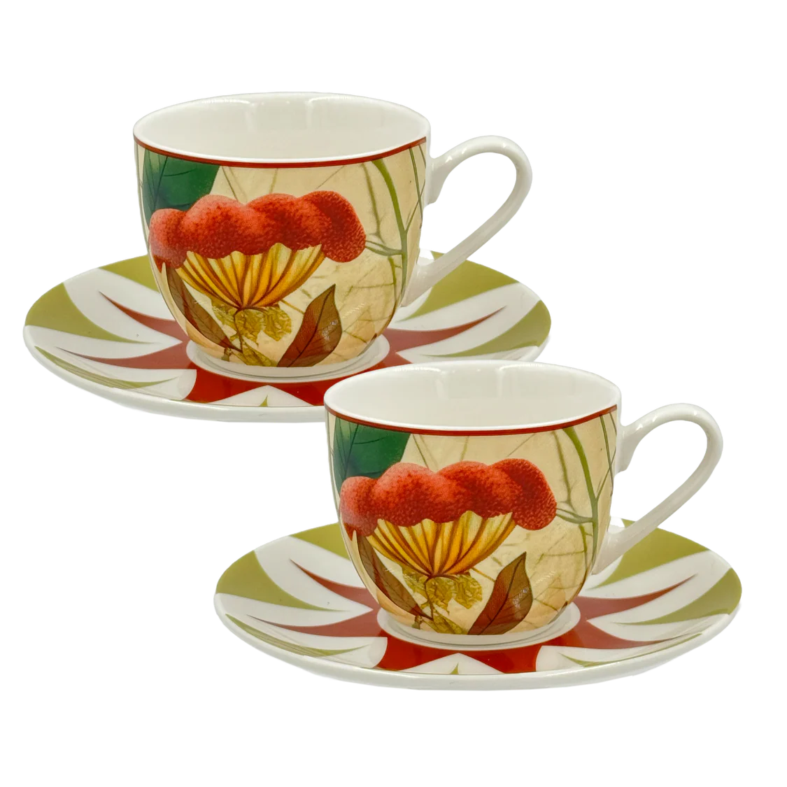 Mirabilia Set 2 Tazzine con Piattino Rosso