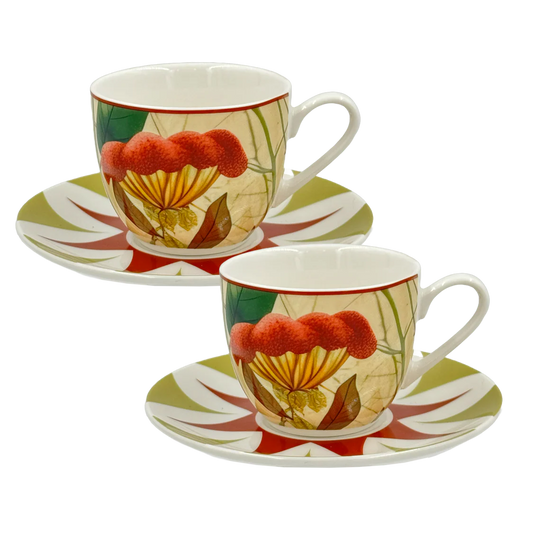 Mirabilia Set 2 Tazzine con Piattino Rosso