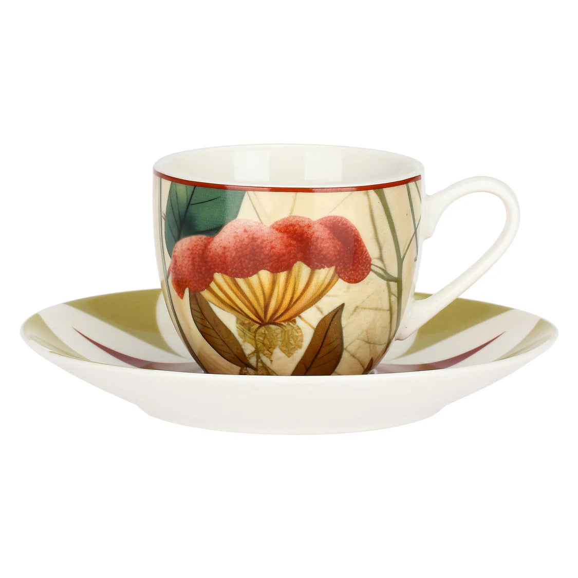 Mirabilia Set 6 Tazzine con Piattino Rosso