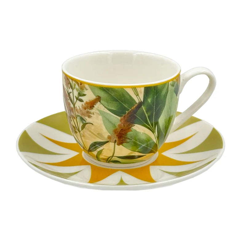 Set 2 Tazzine con piattino Giallo, Mirabilia - Porcellana, 90 ml