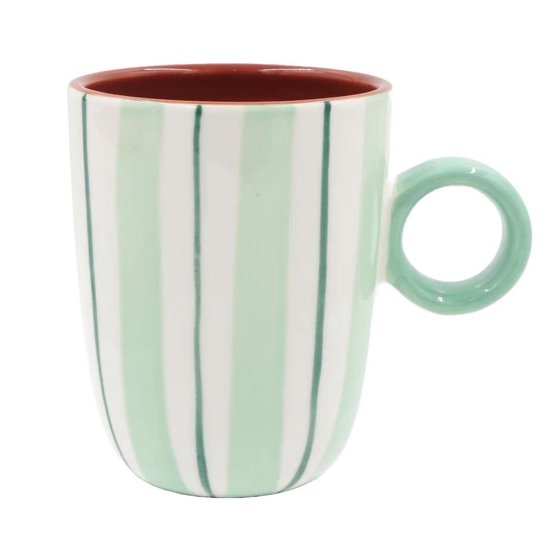 Mug Righe Verde, Attimi - Stoneware, 260 ml