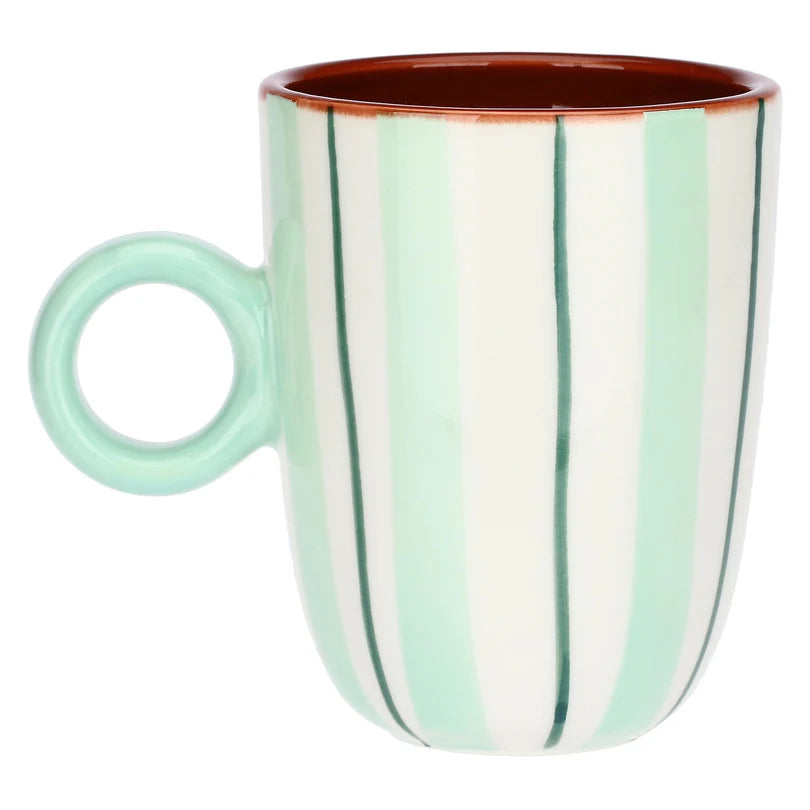 Mug Righe Verde, Attimi - Stoneware, 260 ml