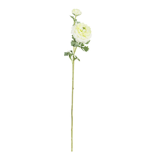 Fiorile Ranuncolo Pompon Bianco 72 Cm, Poliestere, ferro