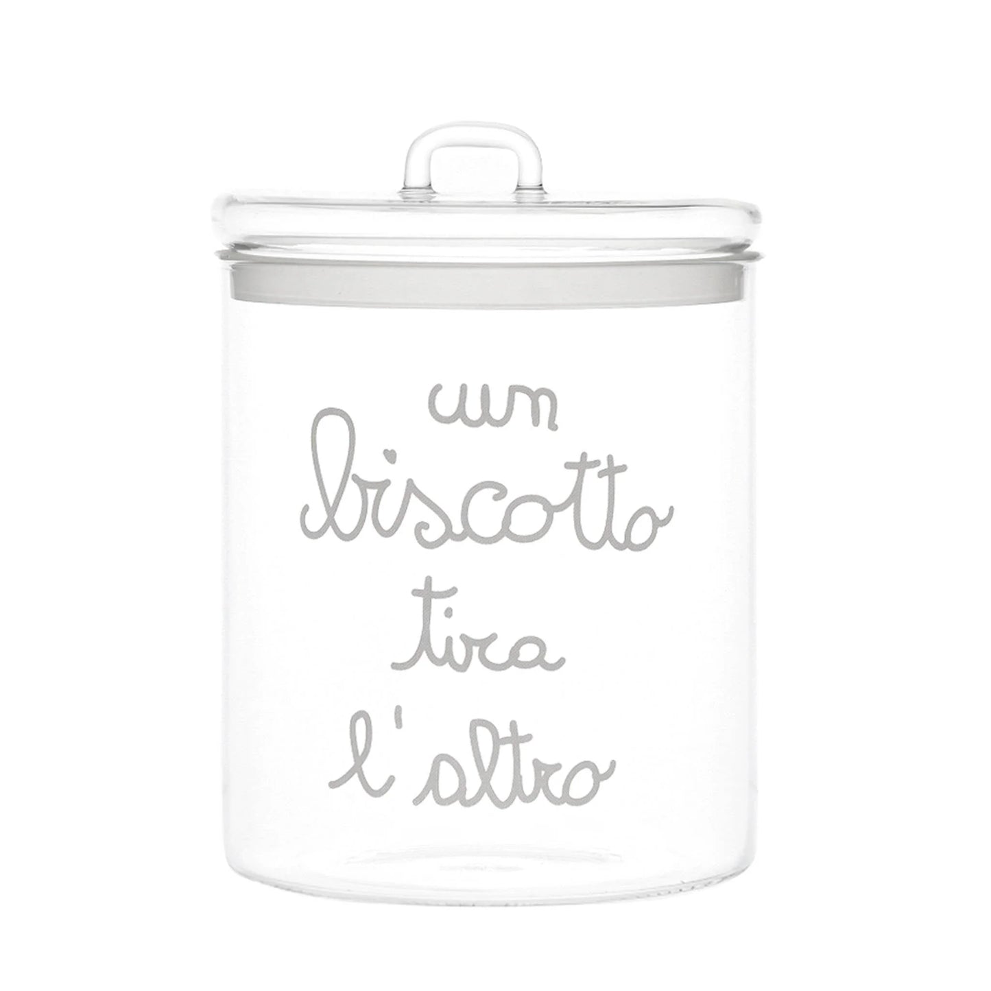 Biscottiera in vetro borosilicato decoro Un biscotto tira l'altro